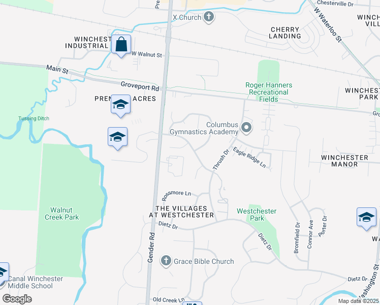 map of restaurants, bars, coffee shops, grocery stores, and more near 6475 Fox Hill Dr in Canal Winchester