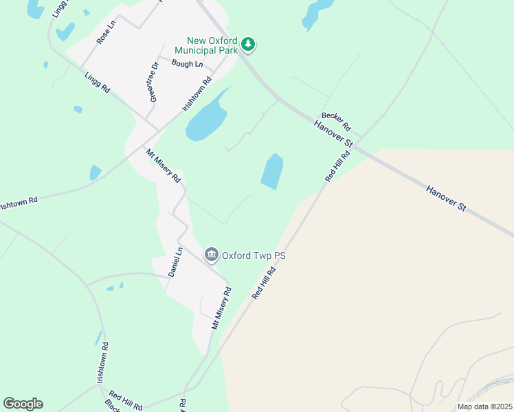 map of restaurants, bars, coffee shops, grocery stores, and more near 555 Mount Misery Road in New Oxford