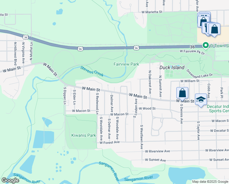 map of restaurants, bars, coffee shops, grocery stores, and more near 100 East Court Manor in Decatur