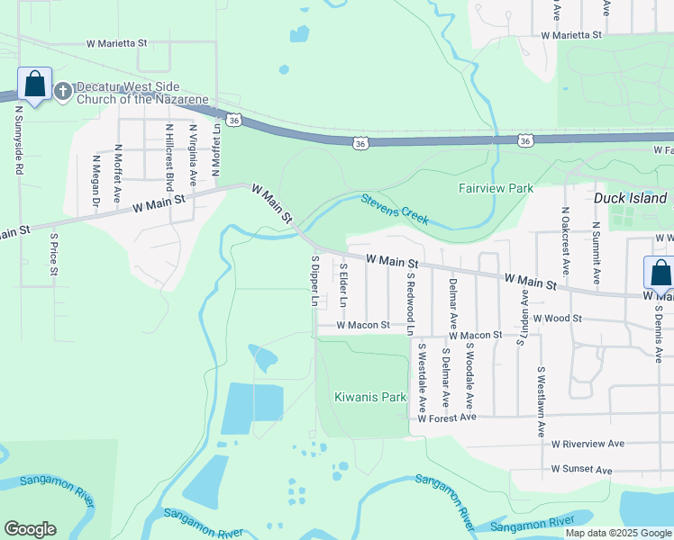 map of restaurants, bars, coffee shops, grocery stores, and more near 34 South Elder Lane in Decatur