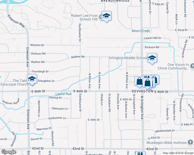 map of restaurants, bars, coffee shops, grocery stores, and more near 4627 North Ritter Avenue in Indianapolis