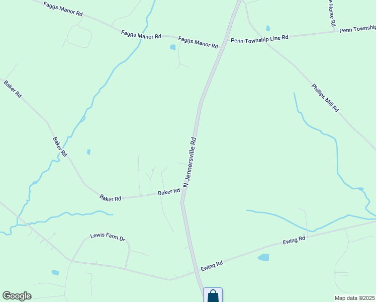map of restaurants, bars, coffee shops, grocery stores, and more near 447 North Jennersville Road in Cochranville