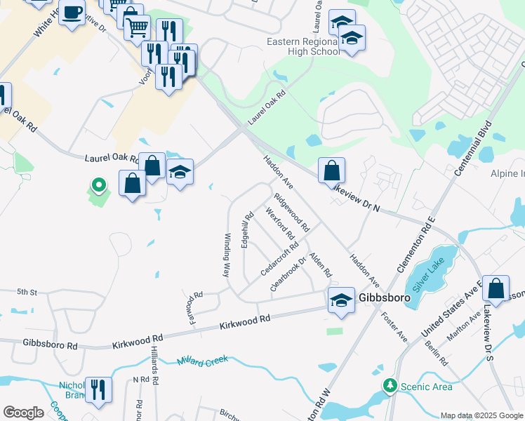 map of restaurants, bars, coffee shops, grocery stores, and more near 15 Chatham Road in Gibbsboro