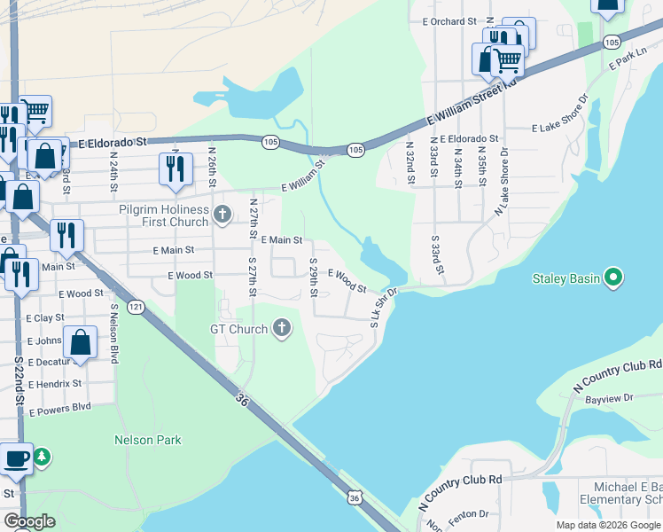 map of restaurants, bars, coffee shops, grocery stores, and more near 3 Louise Court in Decatur