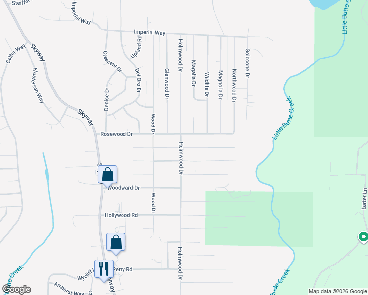map of restaurants, bars, coffee shops, grocery stores, and more near Tikker Lane in Magalia