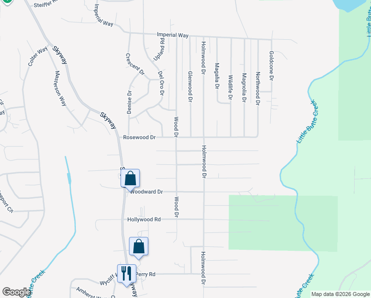 map of restaurants, bars, coffee shops, grocery stores, and more near Tikker Lane in Magalia