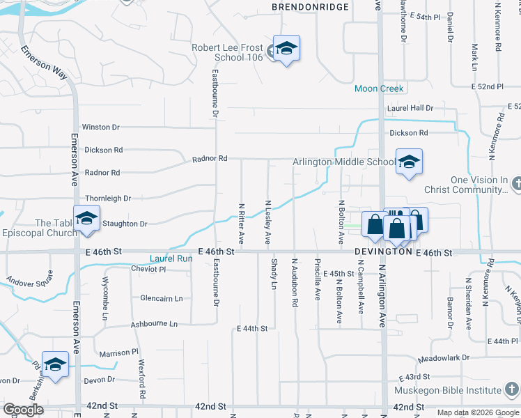 map of restaurants, bars, coffee shops, grocery stores, and more near 4727 North Ritter Avenue in Indianapolis