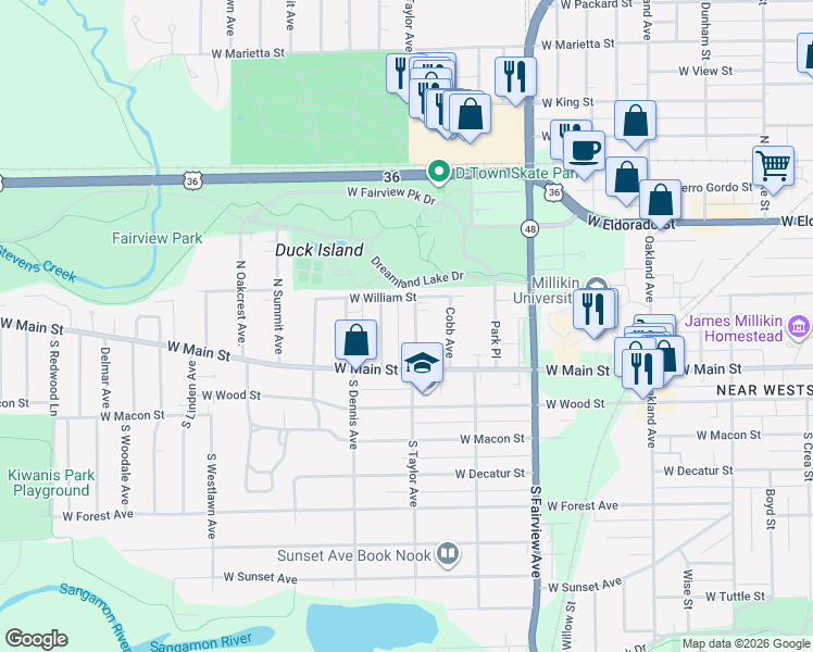 map of restaurants, bars, coffee shops, grocery stores, and more near 254 Oakdale Boulevard in Decatur