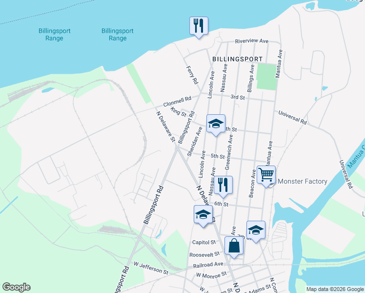 map of restaurants, bars, coffee shops, grocery stores, and more near 428 Sheridan Avenue in Paulsboro