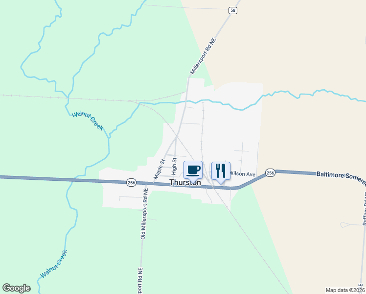 map of restaurants, bars, coffee shops, grocery stores, and more near in Thurston