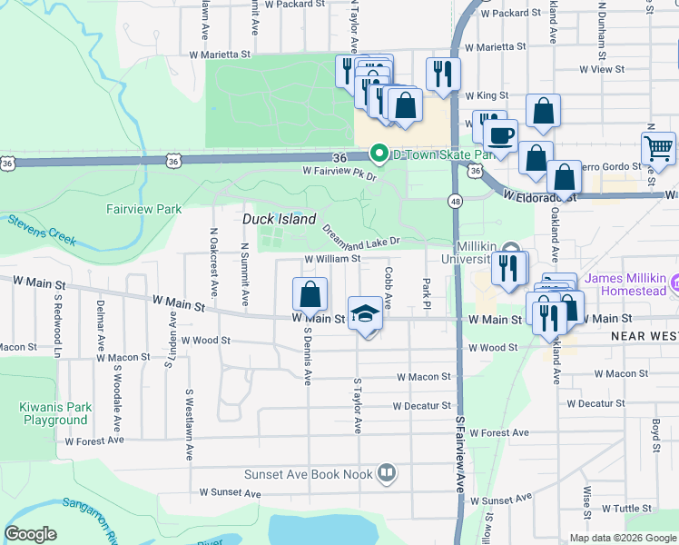 map of restaurants, bars, coffee shops, grocery stores, and more near 254 Oakdale Boulevard in Decatur