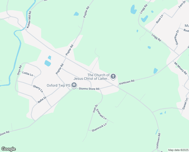 map of restaurants, bars, coffee shops, grocery stores, and more near 1067 Kohler Mill Road in New Oxford