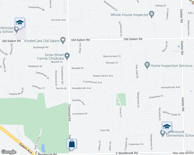 map of restaurants, bars, coffee shops, grocery stores, and more near 7254 Robert Ulrich Avenue in Dayton