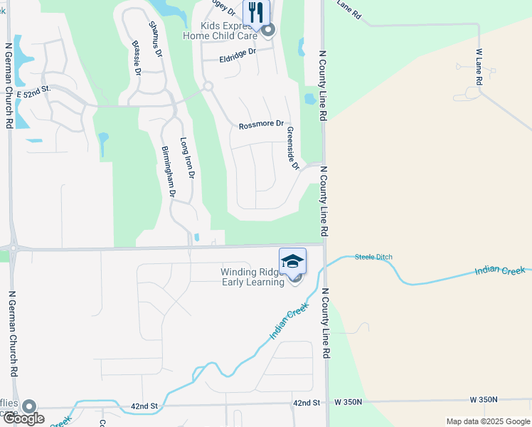 map of restaurants, bars, coffee shops, grocery stores, and more near 11653 Fawn Crest Drive in Indianapolis