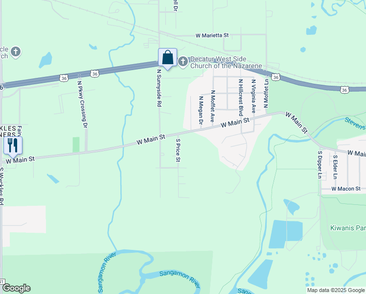 map of restaurants, bars, coffee shops, grocery stores, and more near 100-198 South Price Street in Decatur