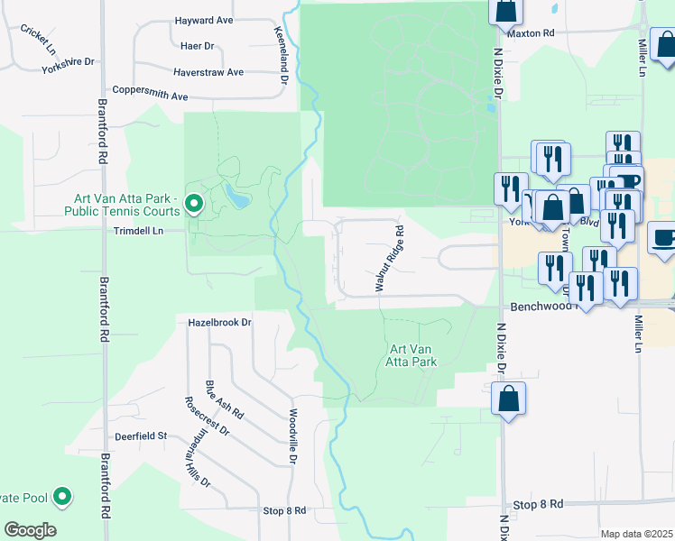 map of restaurants, bars, coffee shops, grocery stores, and more near 3026 Benchwood Road in Dayton