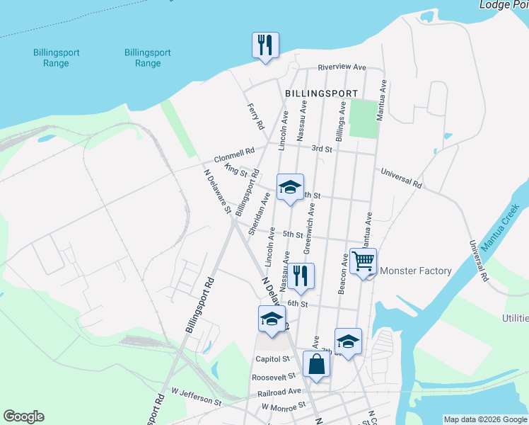 map of restaurants, bars, coffee shops, grocery stores, and more near 428 Sheridan Avenue in Paulsboro