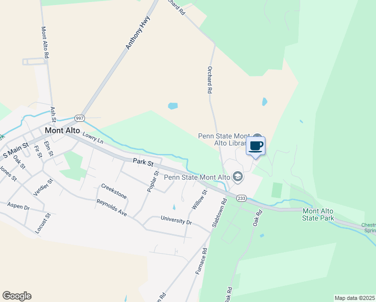 map of restaurants, bars, coffee shops, grocery stores, and more near in Mont Alto