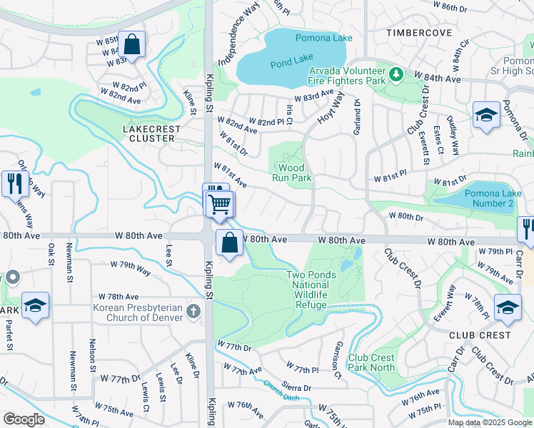 map of restaurants, bars, coffee shops, grocery stores, and more near 8054 Jellison Street in Arvada