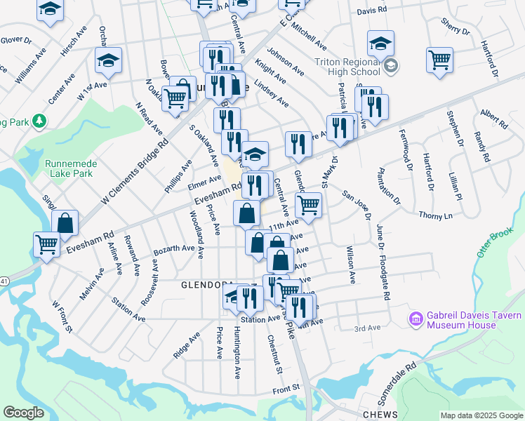 map of restaurants, bars, coffee shops, grocery stores, and more near 1212 North Black Horse Pike in Gloucester Township