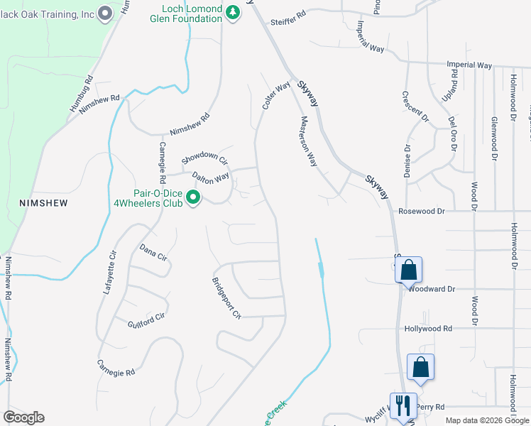 map of restaurants, bars, coffee shops, grocery stores, and more near 14713 Colter Way in Magalia