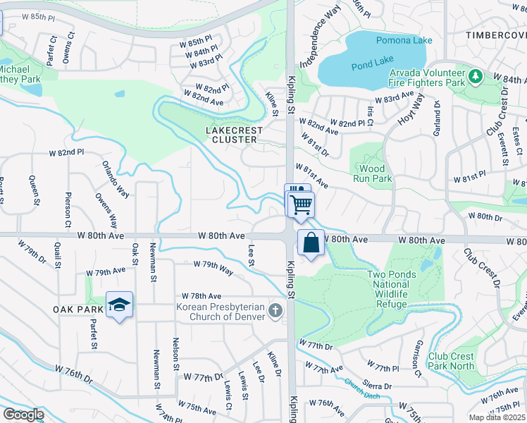 map of restaurants, bars, coffee shops, grocery stores, and more near 8035 Lee Drive in Arvada