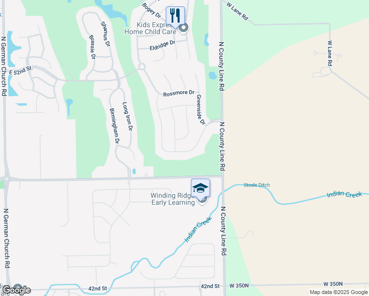map of restaurants, bars, coffee shops, grocery stores, and more near 11653 Fawn Crest Drive in Indianapolis