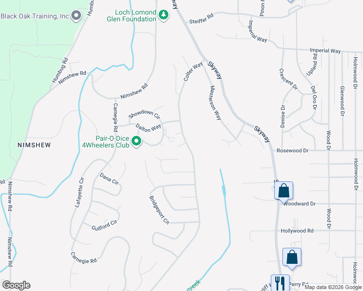 map of restaurants, bars, coffee shops, grocery stores, and more near 14713 Colter Way in Magalia