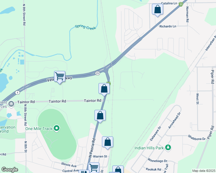 map of restaurants, bars, coffee shops, grocery stores, and more near 3061 Water Works Road in Springfield
