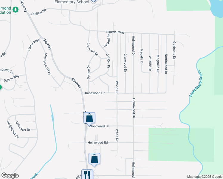 map of restaurants, bars, coffee shops, grocery stores, and more near 14710 Briarwood Drive in Magalia