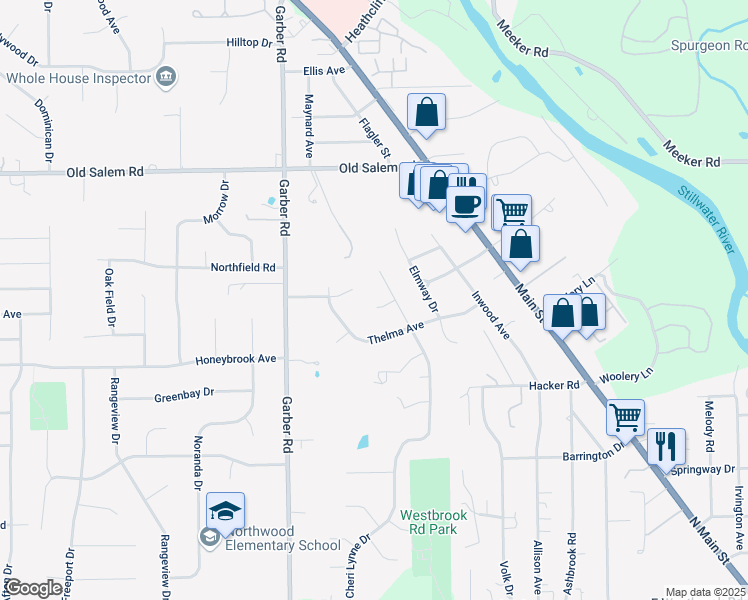 map of restaurants, bars, coffee shops, grocery stores, and more near 312 Cheryl Court in Dayton