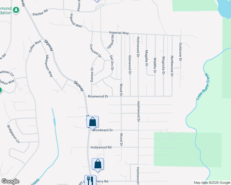 map of restaurants, bars, coffee shops, grocery stores, and more near 14710 Briarwood Drive in Magalia