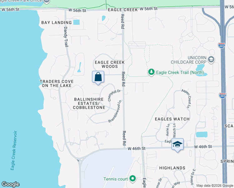 map of restaurants, bars, coffee shops, grocery stores, and more near 7313 Cherryhill Drive in Indianapolis