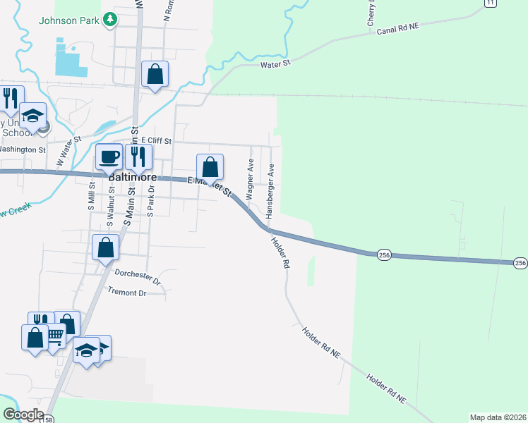 map of restaurants, bars, coffee shops, grocery stores, and more near 137 Hansberger Avenue in Baltimore