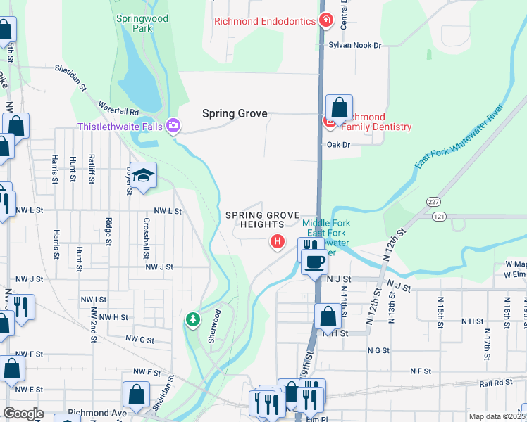 map of restaurants, bars, coffee shops, grocery stores, and more near 2 Clifton Road in Richmond