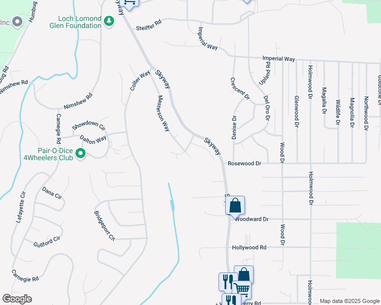 map of restaurants, bars, coffee shops, grocery stores, and more near 14718 Masterson Way in Magalia