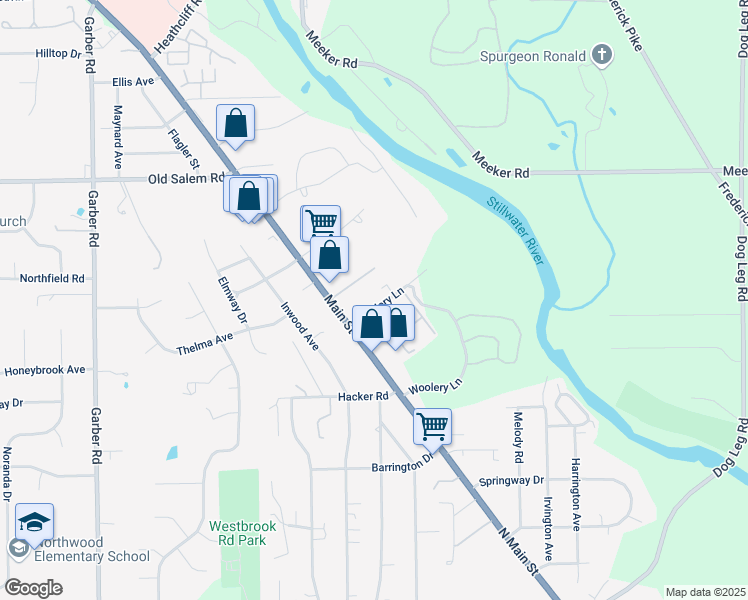 map of restaurants, bars, coffee shops, grocery stores, and more near 8212 North Main Street in Dayton