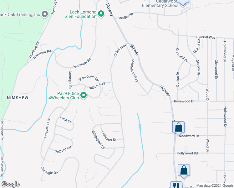 map of restaurants, bars, coffee shops, grocery stores, and more near 14736 Colter Way in Magalia