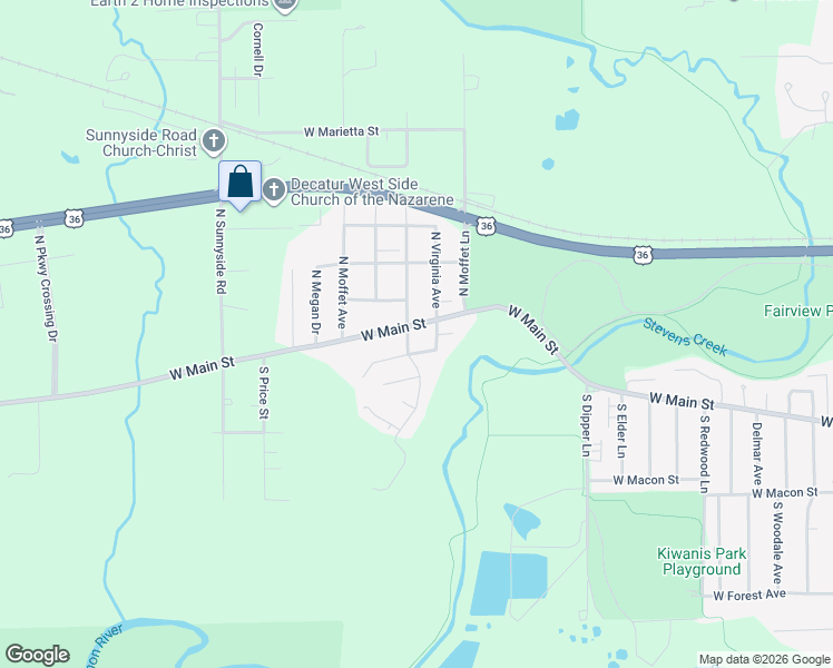 map of restaurants, bars, coffee shops, grocery stores, and more near 3201-3299 W Main St in Decatur