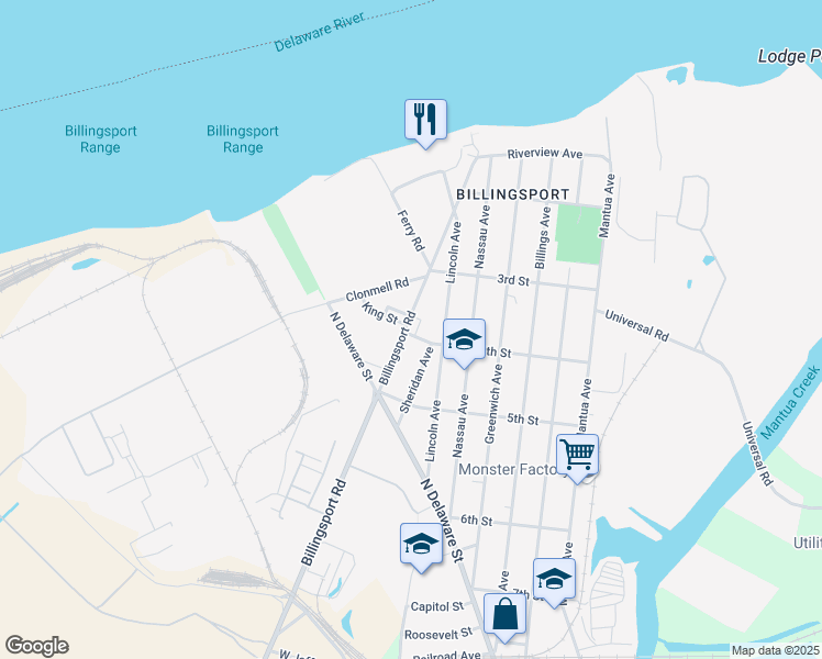 map of restaurants, bars, coffee shops, grocery stores, and more near 357 Billingsport Road in Paulsboro