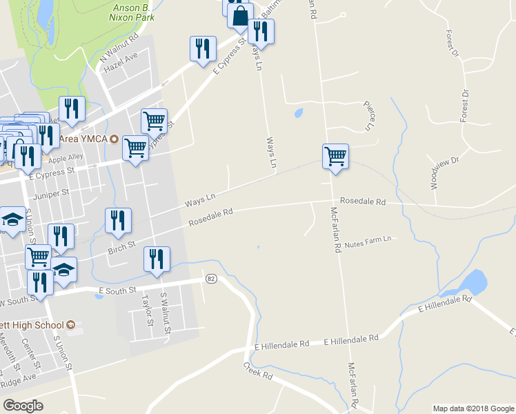 map of restaurants, bars, coffee shops, grocery stores, and more near 555 Rosedale Road in Kennett Square