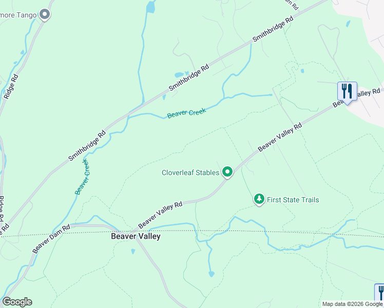 map of restaurants, bars, coffee shops, grocery stores, and more near 138 Beaver Valley Road in Chadds Ford