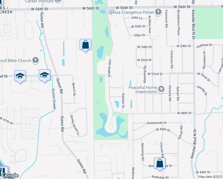 map of restaurants, bars, coffee shops, grocery stores, and more near 4940 Arabian Run in Indianapolis