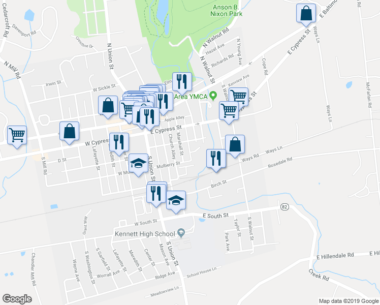 map of restaurants, bars, coffee shops, grocery stores, and more near 637 Mulberry Street in Kennett Square