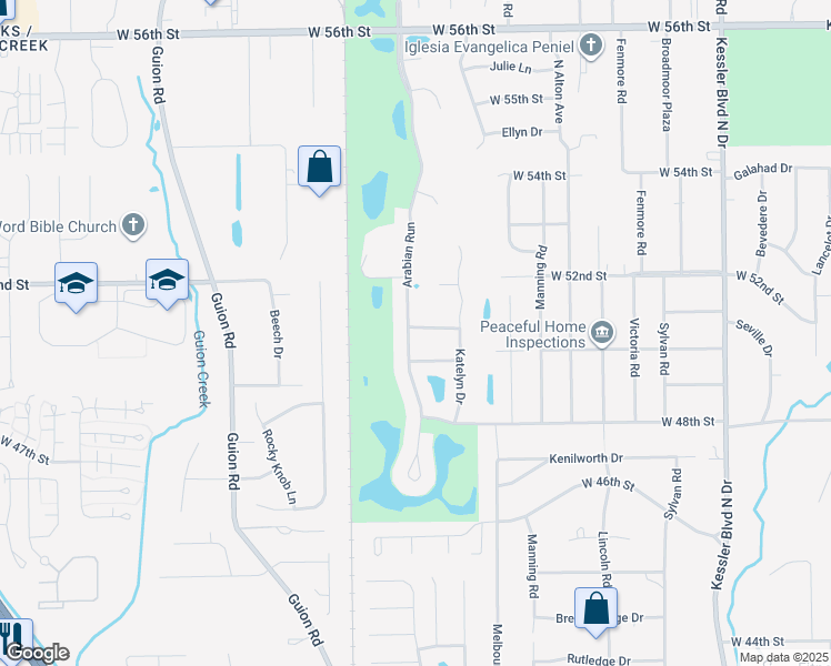 map of restaurants, bars, coffee shops, grocery stores, and more near 4940 Arabian Run in Indianapolis