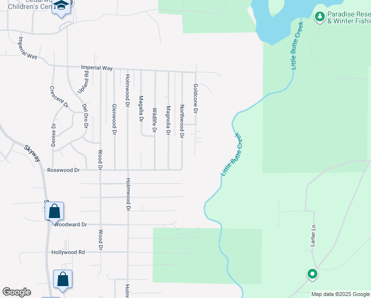 map of restaurants, bars, coffee shops, grocery stores, and more near 14738 Northwood Drive in Magalia