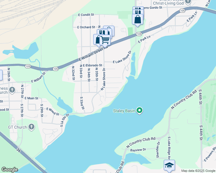 map of restaurants, bars, coffee shops, grocery stores, and more near 3606 East Minnie Street in Decatur