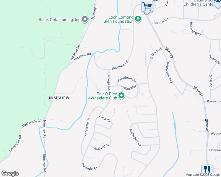 map of restaurants, bars, coffee shops, grocery stores, and more near 6106 Dalton Way in Magalia