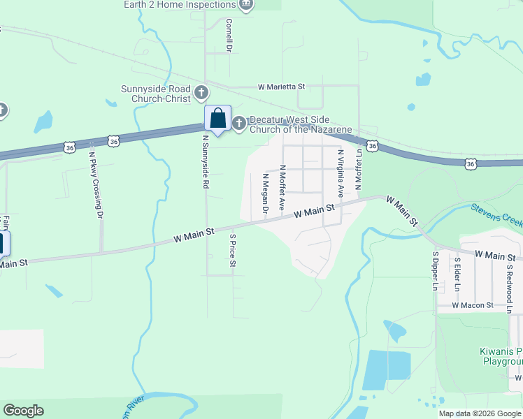 map of restaurants, bars, coffee shops, grocery stores, and more near 3450 West Main Street in Decatur