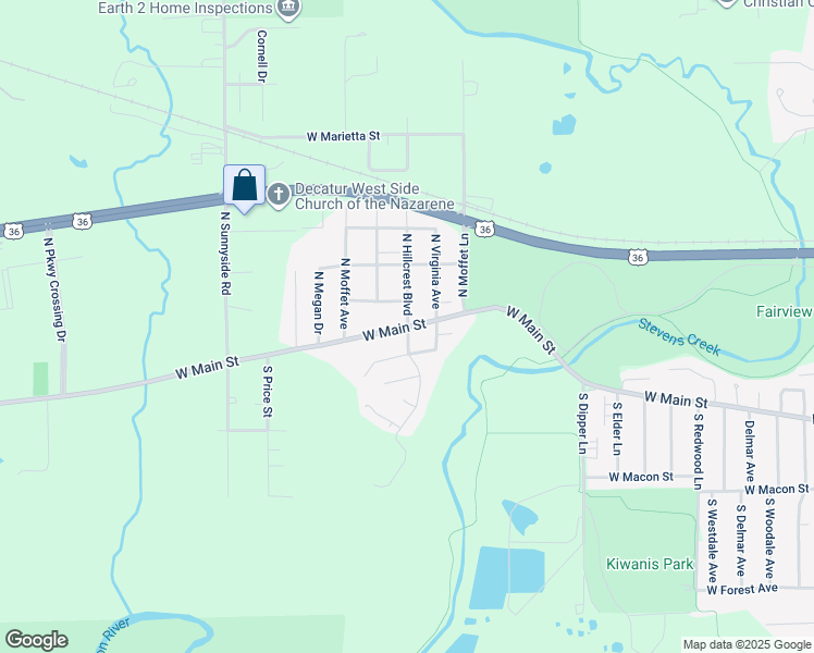 map of restaurants, bars, coffee shops, grocery stores, and more near 3300 West Main Street in Decatur